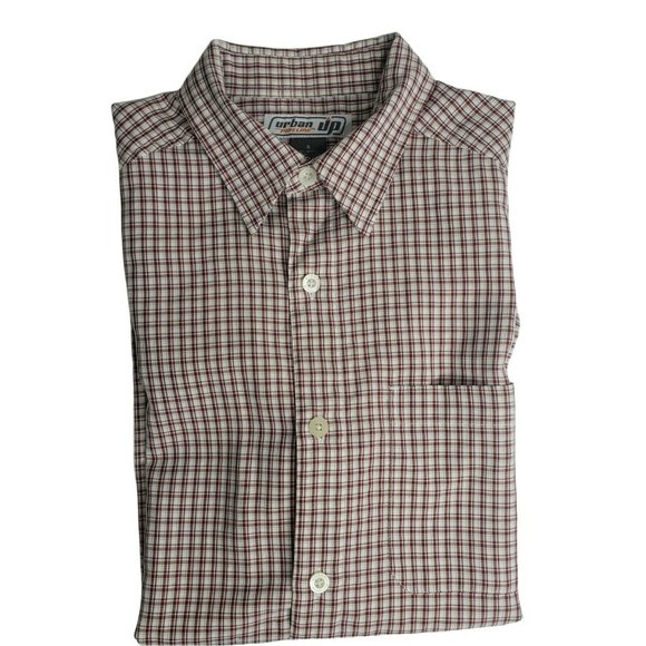 Urban Up Pipeline Men's Red Small Plaid Short Sleeve Button Down Shirt Size - Picture 6 of 9
